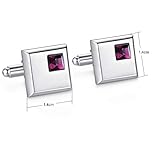 Honey Bear Herren Manschettenknöpfe Hochzeit Cufflinks Manschettenknopf Quadrat mit Kristall Edelstahl 1 Paar (Lila) - 3